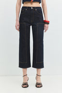 Relaxed Straight Fit Rinse Koyu İndigo Kadın Jean Pantolon