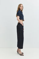 Relaxed Straight Fit Rinse Koyu İndigo Kadın Jean Pantolon