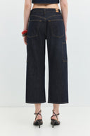Relaxed Straight Fit Rinse Koyu İndigo Kadın Jean Pantolon