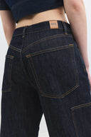 Relaxed Straight Fit Rinse Koyu İndigo Kadın Jean Pantolon