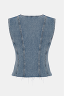 Fitted Slim Fit Açık İndigo Kadın Jean Yelek