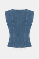 Fitted Slim Fit Orta İndigo Kadın Jean Yelek