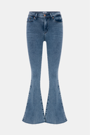 BRIDGETTE Skinny Flare Fit Açık İndigo Çıtçıt Paça Kadın Jean Pantolon