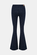 Slim Flare Long Fit Rinse Koyu İndigo Taşlı Kadın Jean Pantolon