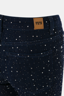 Slim Flare Long Fit Rinse Koyu İndigo Taşlı Kadın Jean Pantolon