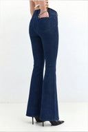 Slim Flare Long Fit Koyu İndigo Kadın Jean Pantolon