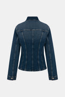 Fitted Slim Fit Orta İndigo Kadın Jean Ceket