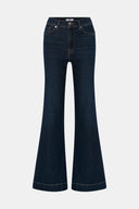 Flare Long Fit Koyu İndigo Paça Detaylı Kadın Jean Pantolon