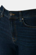Flare Long Fit Koyu İndigo Paça Detaylı Kadın Jean Pantolon
