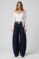 Barrel Fit Koyu İndigo Kadın Jean Pantolon