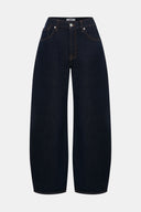 Barrel Fit Koyu İndigo Kadın Jean Pantolon