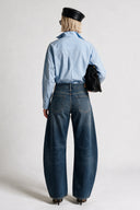 Horseshoe Barrel Fit Vintage Koyu İndigo Kadın Jean Pantolon