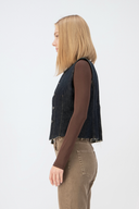 Fitted Slim Fit Koyu İndigo Kadın Jean Yelek