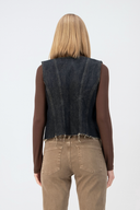 Fitted Slim Fit Koyu İndigo Kadın Jean Yelek
