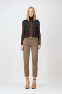 Fitted Slim Fit Koyu İndigo Kadın Jean Yelek