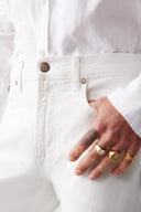 TIM Slim Tapered Fit Beyaz Erkek Jean Pantolon