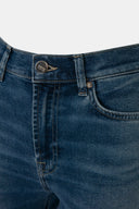 Flare Long Fit Orta İndigo Paça Detaylı Kadın Jean Pantolon