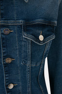 Fitted Slim Fit Orta İndigo Kadın Jean Ceket