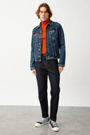 ANDY Trucker Regular Fit Koyu İndigo Erkek Jean Ceket