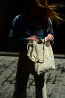 Askılı Ekru Totebag Kol/El Kanvas Çanta