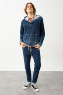 AXEL Loose Tapered Fit Bağcıklı Koyu İndigo Erkek Jean Jogger