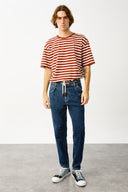 AXEL Loose Tapered Fit Bağcıklı Koyu İndigo Erkek Jean Jogger