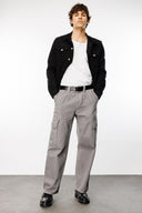 BORRIS Cargo Fit Adaçayı Gri Utility Erkek Jean Pantolon