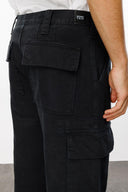 BORRIS Cargo Fit Siyah Utility Erkek Jean Pantolon