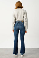 BRIDGETTE Skinny Flare Fit Koyu İndigo Çıtçıt Paça Kadın Jean Pantolon