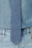 Chambray Orta İndigo Denim Kravat