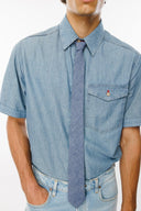 Chambray Orta İndigo Denim Kravat