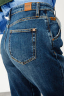 DARK ZOE Mom Fit Bağcıklı Koyu İndigo Kadın Jean Pantolon