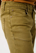 DAVID OLIVE Slim Fit Diz Detaylı Yeşil Erkek Jean Pantolon