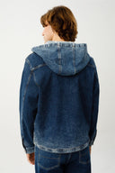 DEAN Regular Fit Faded Koyu İndigo Erkek Jean Hoodie