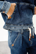 DEAN Regular Fit Faded Koyu İndigo Erkek Jean Hoodie