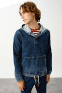 DEAN Regular Fit Faded Koyu İndigo Erkek Jean Hoodie