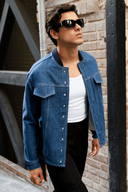 DOJA Bomber Slim Fit Orta İndigo Erkek Ceket