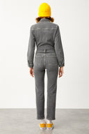 ELISA Slim Fit Worker Stil Gri Kadın Jean Tulum