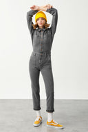 ELISA Slim Fit Worker Stil Gri Kadın Jean Tulum