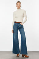 ELSA Flare Fit Wide Leg Orta İndigo Kadın Jean Pantolon