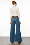 ELSA Flare Fit Wide Leg Orta İndigo Kadın Jean Pantolon