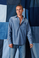 Regular Fit Chambray Açık İndigo Erkek Jean Gömlek
