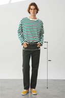 FARON Loose Straight Fit Haki Erkek Jean Pantolon