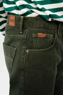 FARON Loose Straight Fit Haki Erkek Jean Pantolon