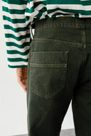 FARON Loose Straight Fit Haki Erkek Jean Pantolon