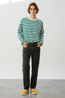 FARON Loose Straight Fit Haki Erkek Jean Pantolon
