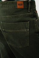 FARON Loose Straight Fit Haki Erkek Jean Pantolon
