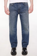 FARON Loose Straight Fit Orta İndigo Erkek Jean Pantolon