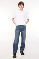 FARON Loose Straight Fit Orta İndigo Erkek Jean Pantolon