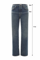 FARON Loose Straight Fit Orta İndigo Erkek Jean Pantolon